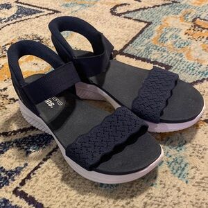 Skechers Women’s Navy Sandals with White Sole